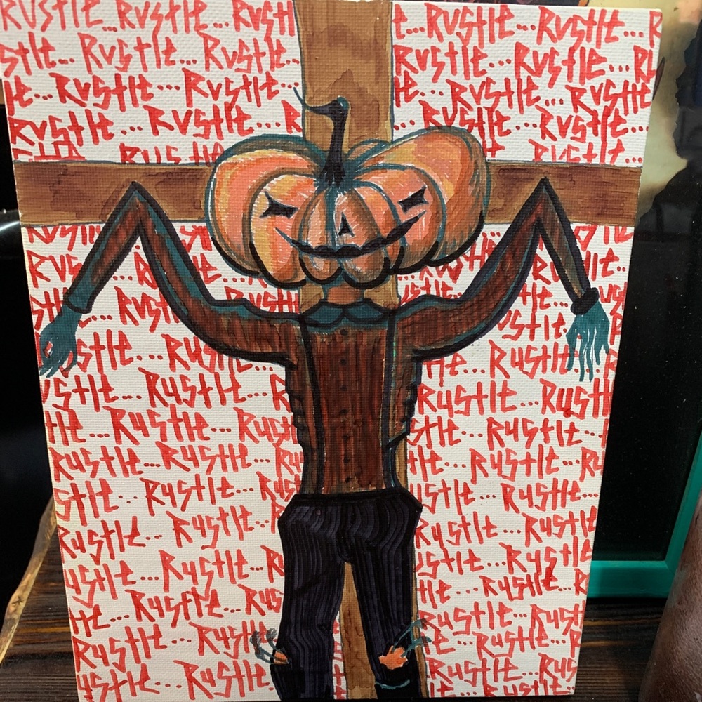 Original Pumpkin-head Drawing on canvas.